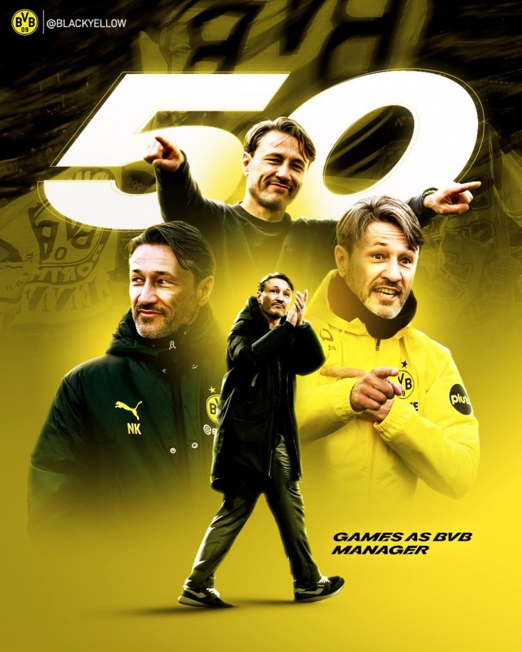 里程碑！科瓦奇达成执教多特50场，此前29胜11平9负+场均2分